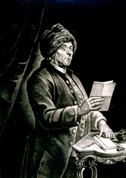 Benjamin Franklinin muotokuva, 1777 (litho) (bw kuva)