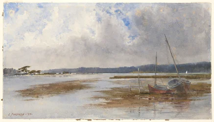 River Scene pulaan jääneillä veneillä