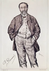 Camille Saint, Saensin muotokuva, ranskalainen säveltäjä, 20. vuosisata (kaiverrus)