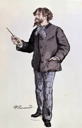 Muotokuva kirjailija Alphonse Daudetista (1840-1897) Kuvitus Paul Renouardista 1800-luku Yksityinen kokoelma