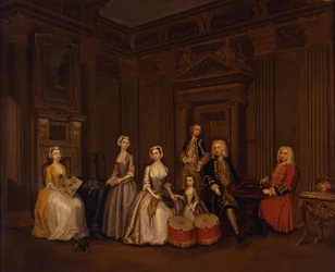 Muotokuva Algernon Seymourista, Lord Hertfordista (myöhemmin 7. Somersetin herttua) eversti Tomkins Wardourin, eversti Brownen, Lord Beauchampin, Francesin, Lady Hertfordin, Lady Elizabeth Seymourin ja neiti Herbertin kanssa