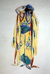 Ouladen pukusuunnittelu, n. 1920 (akvarelli, guassi & kynä paperille)