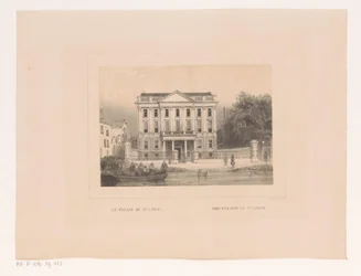 Näkymä Rotterdamin oikeuspalatsille Le palais de justice / Oikeuspalatsi (otsikko esineessä) Vues et monuments de la ville de Rotterdam / Rotterdamin kaupungin näkymät ja monumentit (sarjan nimi)