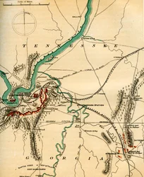 Kartta Chattanoogasta ja sen puolustuksista, Tennessee, 1862-1867.