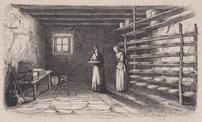 Una formatgeria, del Magasin Pittoresque, ca. 1852. finlandès