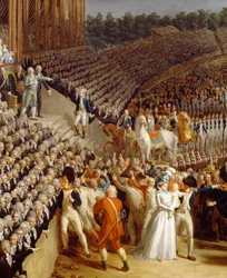 The Celebration of the Federation, Champs de Mars, Pariisi, yksityiskohta Charles Theveninin (1764-1838) maalauksesta