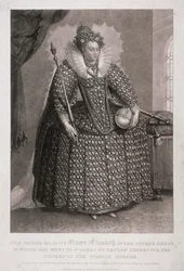 Kuningatar Elisabet I pitelee valtikka ja pallo, 1868
