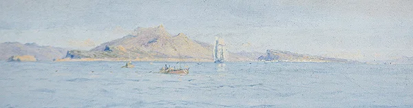 A Sunny Day off the Coast, Villefranche sur Mer, n. 1885 (öljy kankaalle asetettuna)