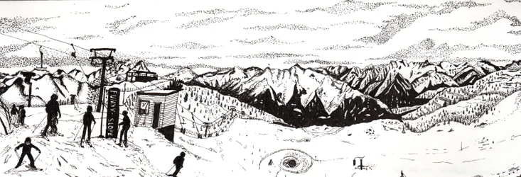 Hiihto Itävallassa, 2020 (hieno laineri paperilla)