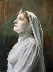 Oopperalaulaja Berthe Lamare Ghyslainena oopperassa "Ghyslaine", valokuva Cheri Rousseau ja Glauth ranskalaisesta "Le Theatre" -lehdestä toukokuussa 1908