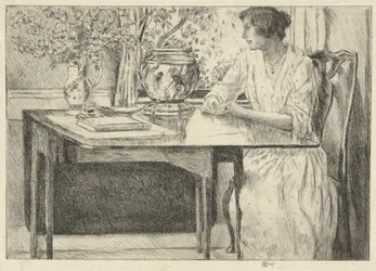 Colonial Table (Holley House, Cos Cob) (recto); Maisema navetta (käänteinen)