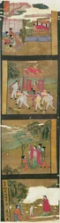 Ch.Lv.0010 Kohtauksia Buddha-elämästä, Tunhuang, 7.-8. vuosisata, (maalaus silkkibannerille)