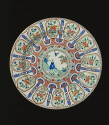 Laturi, joka kuvaa kuolematonta Tang-runoilijaa Li Baia, Kangxi-kausi, n. 1690 (posliini)