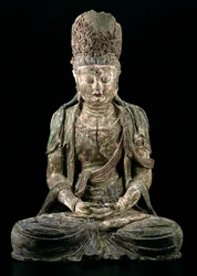 Suuri istuva bodhisattva meditaatiossa, Jin-dynastia (1115-1234) (puu ja pigmentti) (katso 206545)