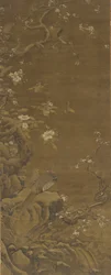 Fasaanit ja lumen peittämät luumunkukat, Ming- tai Qing-dynastia, 1400-1700-luku