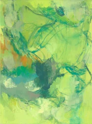 Abstrakti sommitelma, Organic/Garden series II, 2022 (öljy pellavakankaalle)
