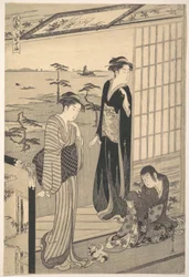 Genji maanpaossa Sumassa, sarjasta Genji muodikkaassa nykyasussa (Genjin muodikas muodonmuutos: Suma)