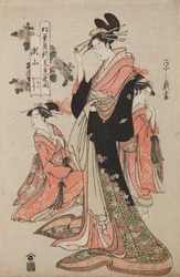 Matsuba-yan talon oiran Seyama kamurojensa Irokan ja Yukarin kanssa / Matsuba-ya Seyama, sarjasta: Matsuba-yan uuden talon avajaisjuhla