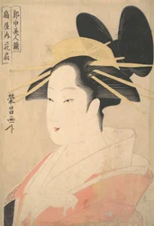 Suuri pää- ja rintakuva Oiran Hanaogista Ogiyasta, luultavasti 1798