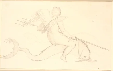 Cupid ratsastaa delfiinillä. Pompeian motiivi