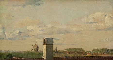 Näkymä Toldbodvejin ikkunasta Kööpenhaminan linnaan. Noin 1833