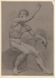 Istuva alaston mies, sivukuva (3. palkinto 1796)