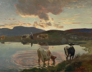Auringonlaskun jälkeen (öljy kankaalle)