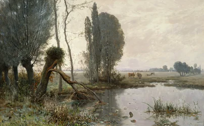 Maisema lehmien kanssa