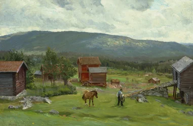 Mies laitumella, Hiaasen, kesäkuu 1893 (öljy kankaalle)