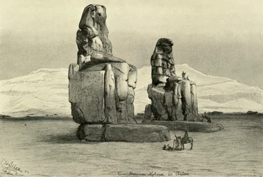 Memnonin kolossit Thebassa, Egyptissä, 1898.