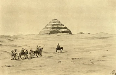 Djoserin pyramidi Saqqarassa lähellä Kairoa, Egypti, 1898.