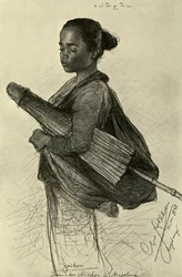 Nuori nainen päivänvarjolla, Magalang, Java, 1898.