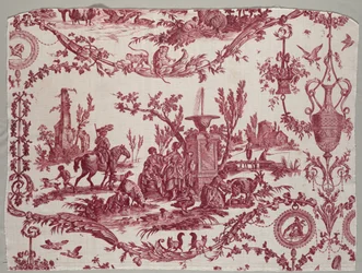 Fragmentteja kuparipainetusta puuvillasta, n. 1789.