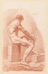 Istuva alaston mies, sivukuva (3. palkinto 1790)