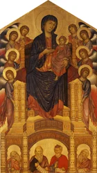 Santa Trinita Maestà (Kruunattu Madonna; Madonna ja lapsi kruunattuna kahdeksan enkelin kanssa, Santa Trinita Madonna)