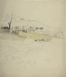 Näkymä Collierysta kaupungin reunalla, 1840-49.