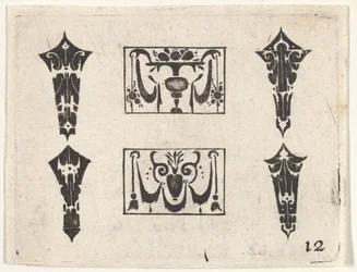 Blackwork Print kahdella vaakapaneelilla ja neljällä kehyksellä, n. 1620.