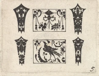 Blackwork Print symmetrisellä Schweifwerk-kuviolla, n. 1620.