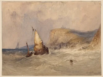 Ships Off Whitby (akvarelli ja kumi-arabikumi paperille)