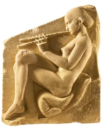 Aulos-soitin. Afroditen alttari, ns. Ludovisi-valtaistuin, vasen paneeli, noin 430 eaa.