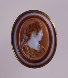 Muotokuva Agrippina nuoremmasta Agrippina Minorista, keisari Claudiuksen vaimosta. Cameo, 1. päivän puoliväli