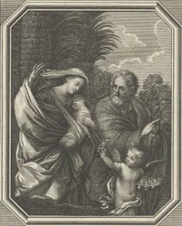 Lento Egyptiin, pyhä perhe kävelemässä nuoren Johannes Kastajan kanssa, tre..., n. 1720-86.