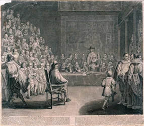 Kuningas Kaarle I:n oikeudenkäynti, Westminsterin palatsi, n. 1725