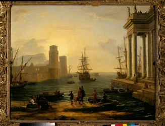 Merisatama, sumuvaikutelma, 1646. Mitat: 1,19 x 1,5 m. Pariisi, Musée du Louvre