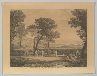 Tanssi puiden alla maisema maaseututanssilla, 1742.
