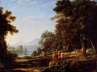 Maisema Apollon ja Marsyaksen kanssa, 1639-1640.