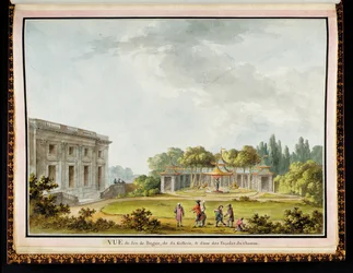 "Vue de Jeu de Bague, de Sa Gallerie ja d"une des Façades du Chateau", The Queen