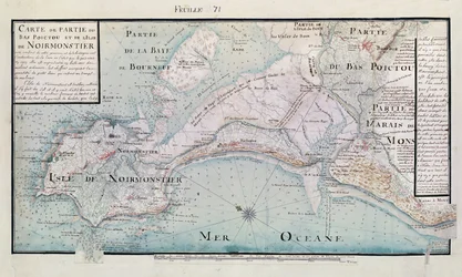 Atlas 131 H.fol 71 Kartta osan Bas-Poitousta ja Ile de Noirmoutierista, 1703 (kynä, muste ja wc paperilla)