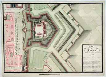 Saint-Sauveurin linnake, Lille, vuonna 1728, Traite de Fortificationsista (kynä, muste ja wc paperilla)