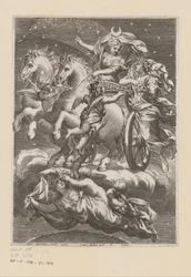 Kuun personifikaatio vaunuissaan Nimisivu: Giovanni Battista Ferrari, De Florum cultura libri IV, 1633